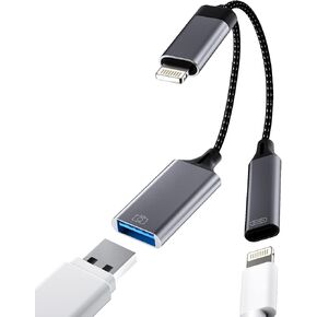 iPhone OTG Adapter Lightning Male to USB Female Camera Splitter Charging Cable for 13 12 11 Pro Max X 7 8P Ipad Mouse Keyboard Memory Flash Drive Cord Card Reader Dongle Converter Adaptador para