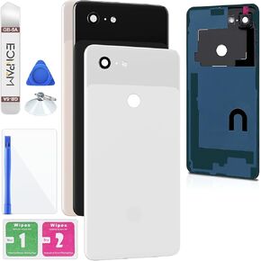 Back Cover Glass for Google Pixel 3 XL Rear Housing Replacement with Camera Lens + Repair Tool Kit Genuine Rear Glass (Black)