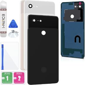 Back Cover Glass for Google Pixel 3 XL Rear Housing Replacement with Camera Lens + Repair Tool Kit Genuine Rear Glass (Black)