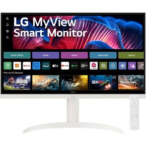 LG 27SR75U-W MyView 27 inch 4K UHD (3840x2160) IPS HDR10 USB Type-C 65W PD Smart Monitor webOS 23 AirPlay Screen Share Bluetooth ThinQ App Built-in Speaker HDMI White