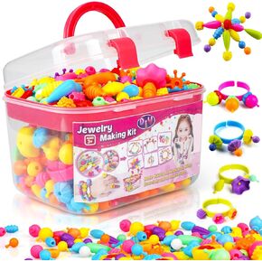 FUNZBO 800pcs Pop Beads - مجموعة صنع المجوهرات للفتيات 4-6، مجموعات الخرز المفاجئة للأطفال 4-6، الفنون والحرف اليدوية للأطفال، ألعاب للأطفال 4 5 6 7 8 سنوات من العمر الفتيات الصغار هدية عيد ميلاد
