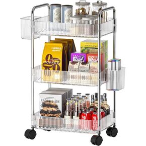 عربة تخزين أكريليك من WASJOYE ذات 3 طبقات مع سلال تخزين، عربة أدوات متنقلة شفافة مع سهولة التجميع، عربة دوارة موفرة للمساحة لغرفة النوم والحمام وغرفة المعيشة in Kuwait