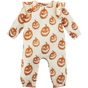 Mud Pie baby-girls Halloween Pumpkin OutfitMud Pie Baby Girl Halloween Pumpkin Outfit, Cream/Orange, 6-9 Months