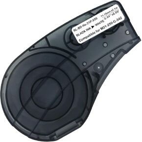 Compatible Label Tape Replacement for M21-250-C-342-Black on White Compatible with BMP21-PLUS/LAB Label Printers, 0.44" Width, 6.89' Length