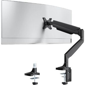 Heavy Duty Monitor Arm for Ultrawide Screen up to 45 inch and 15 kg,Fully Adjustable Single Desk Mount Stand with C-Clamp and Grommet,Max VESA 100x100