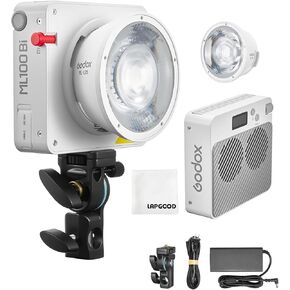 GODOX ML100BI Handheld LED Photography Light - 120W LED Light with 34300 LUX@1m 2800-6500K, 2800K-6500K Color Temperature, CRI 97+ TLCI 98+, 11 FX Effects, Multiple Control Methods