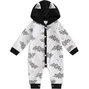 Ayalinggo Newborn Baby Girl Boy Halloween Pumpkin Hooded Outfit Ghost Romper Long Sleeve Bodysuit Infant Fall Clothes
