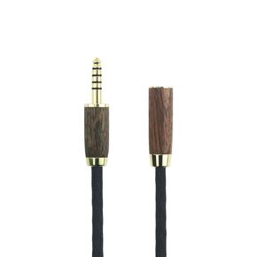 NewFantasia 4.4mm Male to 4.4mm Female Extension Cord 4.4mm Balanced Male to 4.4mm Balanced Female Headphone Audio Adapter Cable 6N OCC Copper Single Crystal Silver Plated Wire Walnut Wood Shell 1.6ft
