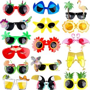 Haconba 16 Styles Hawaiian Sunglasses Novelty Luau Party Sunglasses Funny Tropical Eyeglasses for Kids and Adults Summer Beach Pool Hawaiian Luau Party Supplies