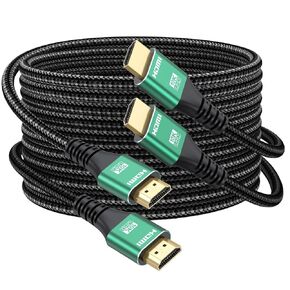 10K 8K HDMI Cable 10FT 2-Pack, 48Gbps High Speed HDMI 2.1 Cable 8K@60Hz, 4K@120Hz Braided HDMI Cord eARC, HDR10, HDCP2.2&2.3 for PS5/PS4, X-Box, Roku TV, HDTV, Blu-ray, LG, Samsung
