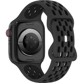 Sport Silicone Bands Compatible with Apple Watch Band 46mm 45mm 44mm 42mm 49mm 41mm 40mm 38mm, Breathable Soft Strap Replacement Wristband for iWatch Ultra 2 Series 10 9 8 7 SE 6 5 4 3 2 1 Men Women