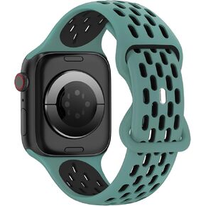 Sport Silicone Bands Compatible with Apple Watch Band 46mm 45mm 44mm 42mm 49mm 41mm 40mm 38mm, Breathable Soft Strap Replacement Wristband for iWatch Ultra 2 Series 10 9 8 7 SE 6 5 4 3 2 1 Men Women
