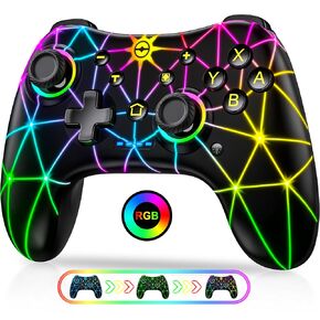 AIfasterfly Wireless Switch Controllers for Switch/Lite/OLED/PC/IOS/Android, Motion Control Switch Pro Controller with Adjustable RGB Light, Vibration, Turbo, Wake-up, Screenshot