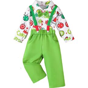 Baby Boy Dress Clothes Toddler Suit Shirts with Bowtie Suspender Pant Set Gentleman Outfits 1-5 Years