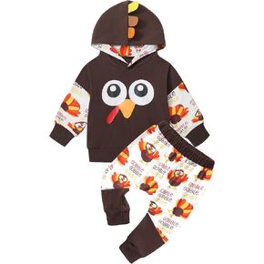 Thanksgiving Baby Boy Outfit Toddler Boy Thanksgiving Outfit Hoodie Patchwork Sweatshirt Pants Turkey Fall Outfits