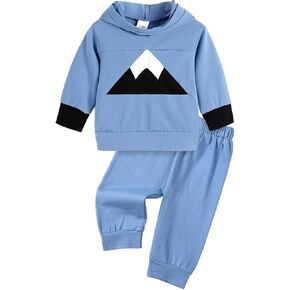 Toddler Baby Boy Clothes Fall Winter Outfit Long Sleeve Mountain Hoodie Sweatshirts Pants Infant Boy Clothes Set