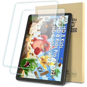 2-Pack Screen Protector Compatible with HD 8 Kids/HD 8 Kids Pro 8" 2022/ HD 8 2022/2020, Tempered Glass Clear Film, Anti-Scratch, 9H Hardness, Easy Installation