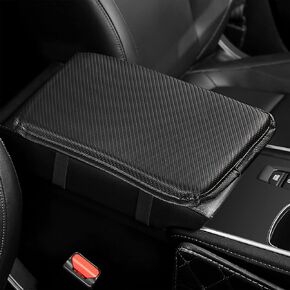 Center Console Cover, Leather Embossing Arm Rest Cover for Car, Black Car Armrest Box Pad, Car Armrest Storage Box Mat, Center Console Armrest Cover for Most Cars, Truck