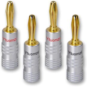 Banana Plugs 10 Pairs / 20 pcs, Banana Speaker Plug 24K Gold Plated Connectors for Speaker Wire, Wall Plate, Home Theater, Audio/Video Receiver, Amplifiers and Sound Systems