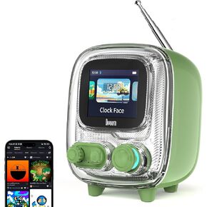 Divoom Tiivoo-2 Portable Bluetooth Speaker with FM Radio,Pixel Art Retro Mini Small Cute Wireless Speaker,Vintage Decor Suitble for Party Office Desk Home Bedroom Kitchen,Retro Green