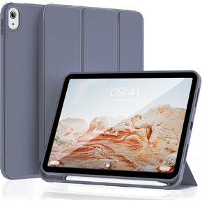 KenKe for 10th Generation Case 10.9 Inch 2022 with Pencil Holder, Soft TPU Back Smart Trifold Stand Case [Support Touch ID and Auto Wake/Sleep], Cover for 10th Gen 10.9 inch 2022, White ice