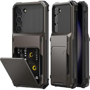 for Samsung Galaxy S23 Plus S23+ 5G Case with Card Holder Slot [Store 5 Cards] Hidden Credit Card ID Shock Absorption Rugged Protection Hard Phone Cases S23plus 23S + S 23 23+ G5 Cover Blue