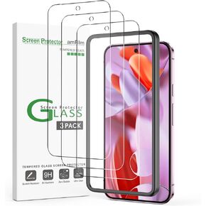 amFilm Designed for Google Pixel 9 Pro XL 6.8" 2024 Screen Protector Tempered Glass,Ultrasonic Fingerprint Compatible, with Easy Installation Frame, Anti Scratch, Bubble Free, Case Friendly, 3 Pack