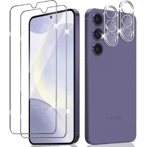 【2+2 2 Pack for Samsung Galaxy S24 Plus Screen Protector and 2 Pack Camera Lens Protector,[9H Hardness][HD][Eye protection] Tempered Glass