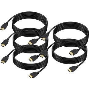 4K HDMI Cable 10FT 5-Pack, HDMI TV Cord for TV PS4 PS5 Xbox Computer Monitor and More-Shielded HDMI Cord Support HDCP 2.2, HDR, 3D, eARC, ARC