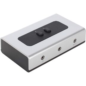 2 Port 3.5mm Stereo Manual Switch Box AUX Audio Speaker selector(Wall Mount Hole Built-in, Wall or Table Available)