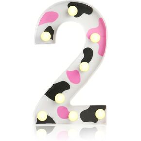 Yiran LED Light Up Numbers, Holy Cow Im One Theme Number 1 Light Up Sign, 8.4inch High Black White and Pink Marquee Numbers Night Lights for Cow 1st Birthday Party Decoration Supplies