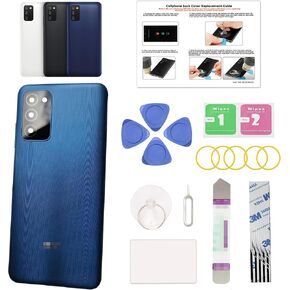GREEN FUSION Compatible with Galaxy A03s Back Cover Replacement, A03s SM-A037 Back Housing Door with Pre-installed Camera Lens, Repair Tools & Instruction, Blue