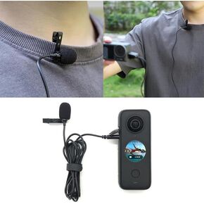 Adapter/Type-C Lavalier Microphone for Insta360 X4/ONE X3/ONE X2/Osmo Pocket 3/Osmo Action 5 Pro/4 3 2, 2M Length for Video Recording and Audio Recording