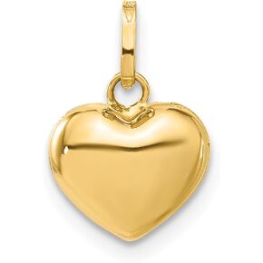 14k Yellow Gold Heart Necklace Charm Pendant Love Puffed Fine Jewelry For Women Gifts For Her