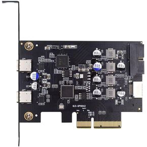 Xiwai USB PCI-E Express 1x Card USB3.1 Gen1 5Gbps Dual Type-A & Type-C USB-C Female to PCI-E Adapter uPD720201 with Low Profile Bracket