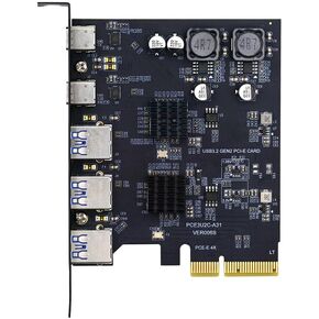 Xiwai USB PCI-E Express 1x Card USB3.1 Gen1 5Gbps Dual Type-A & Type-C USB-C Female to PCI-E Adapter uPD720201 with Low Profile Bracket