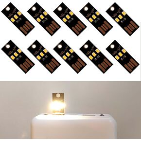 Mini USB LED Light, Ultra Thin Portable USB Night Light, 0.5W LED Light with Touch Switch for Laptop, Desktop, Bedside Reading, Power Bank Light, Keyboard Lamp (Touch)