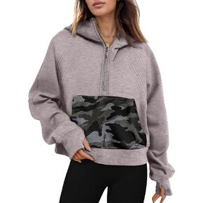 Hoodies For Women Quarter Zip Up Oversized Sweatshirt Long Sleeve Womens Fashion Pockets Shirt Pullover Outfits Pink