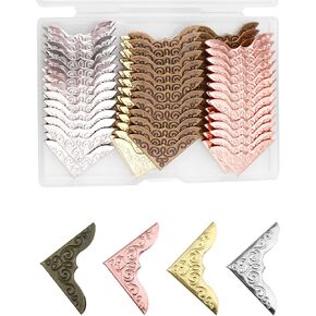 Olldag 100 PCS Metal Book Corners, Vintage Book Corner Protectors, Iron Corner Guard Edge Decorative for Scrapbook Photo Album Diary Cover Menus Folder (Antique Bronze+Silver+Gold+Rose Gold)