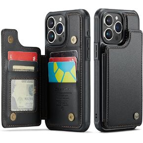 for iPhone 16 Pro Max Case Wallet，for iPhone 16 ProMax Case Leather [Card Holder] [RFID Blocking] [High-Grade Leather] for iPhone 16 Pro Max Phone Cover (Black)