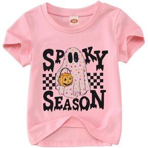 MODNTOGA Halloween Shirt Toddler Ghost Graphic T-Shirt Baby Boy Girl Spooky Season Print Tee Tops Short Sleeve Fall Outfit in Saudi Arabia
