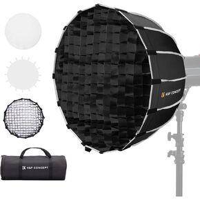 K&F Concept 23.6“/60cm Softbox Parabolic Hexadecagon Compatible with Bowens Mount, with Honeycomb Grid, Light Diffusers, Carrying Bag, for Photography Studio Speedlite Flash and Monolight