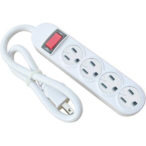 Woods 41299 Power Strip With Overload Safety Feature, 4 Outlets, 1.5 Foot, White