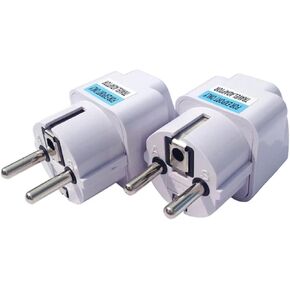 ALINNA 2 Pack Germany France Europe Travel Power Adapter, Universal AU UK US to EU Europe Plug AC 250V European Schuko Type E F Outlet (White)