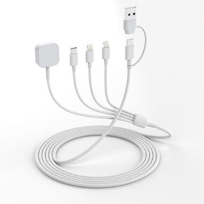 USB C Fast Charge Multi Charging Cable for SmartWatch Charger Wireless iWatch Charger Compatible with iWatch Series 9/Ultra/SE/8/7/6/5/4/3,Phone 15 14 13 12,Android Wireless Charger Cord-6FT