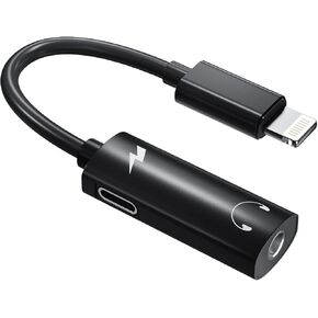 Iphone Headphone Adapter Lightning to 3.5mm Jack AUX Charger Cable Splitter 2in1 Dongle Cord Apple MFI Certified Audio Adaptador Para Music Earphone Compatible for 13 12 11 ProMax Xs 7 X Xr 8Plus Ipad