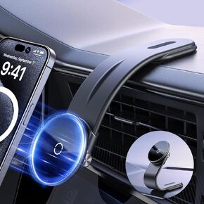 for MagSafe Car Mount, Magnetic Phone Holder for Car Dashboard Windshield Touchscreen, Bendable Aluminum Alloy Arm, Phone Mount Car Accessories for iPhone 15 Pro Max Mini 14 13 12, All Phones