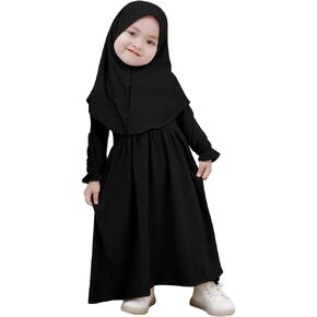 ODIZLI Toddler Baby Girls Hijab Dresses 2pcs Muslim Abaya Dresses for Girls Middle East Modest Outfits