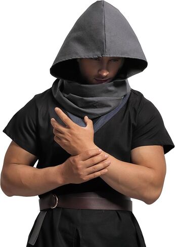 Medieval Linen Cowl Hood Scarf Vintage Rogue Cape Costume Accessory in Kuwait