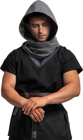 Medieval Linen Cowl Hood Scarf Vintage Rogue Cape Costume Accessory in Kuwait
